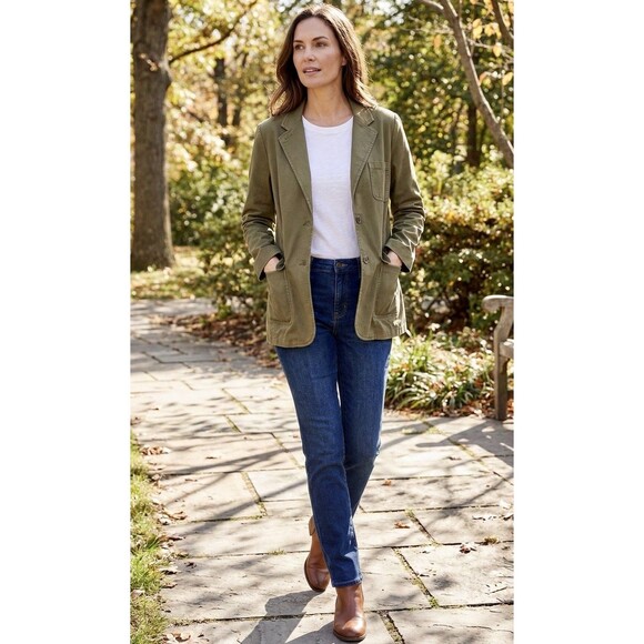 Talbots Women’s Green Utility Cotton Blazer Casual Workwear Chore Coat Size 12 - Picture 2 of 9